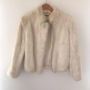 Cream Rabbit Fur Coat Small